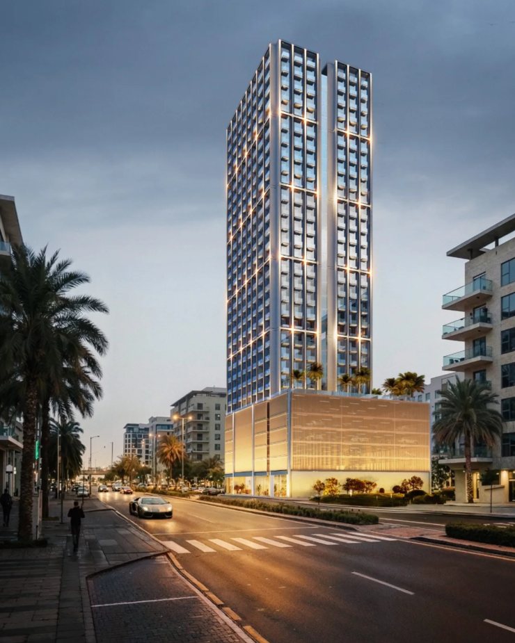 Binghatti Etherea tower render, Jumeirah Village Circle
